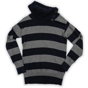 BANANA REPUBLIC grey navy asymmetrical turtle neck sweater size S